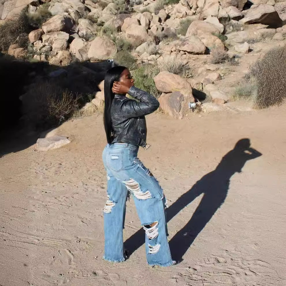 Pretty Elegant Sexy Fashion Burnt Ripped Pants