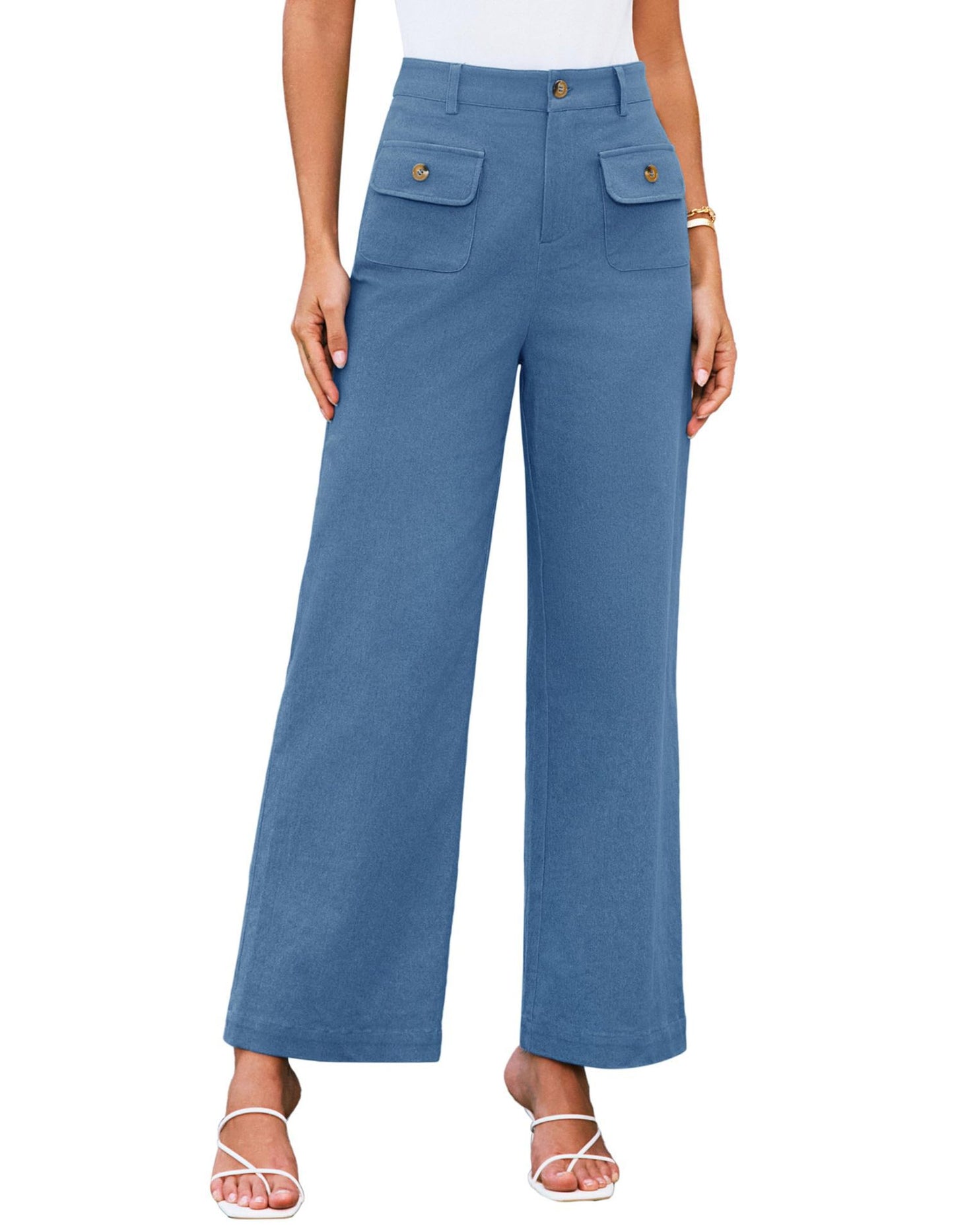 Women's Wide Leg Stretch Trousers Formal Wear Business Pants
