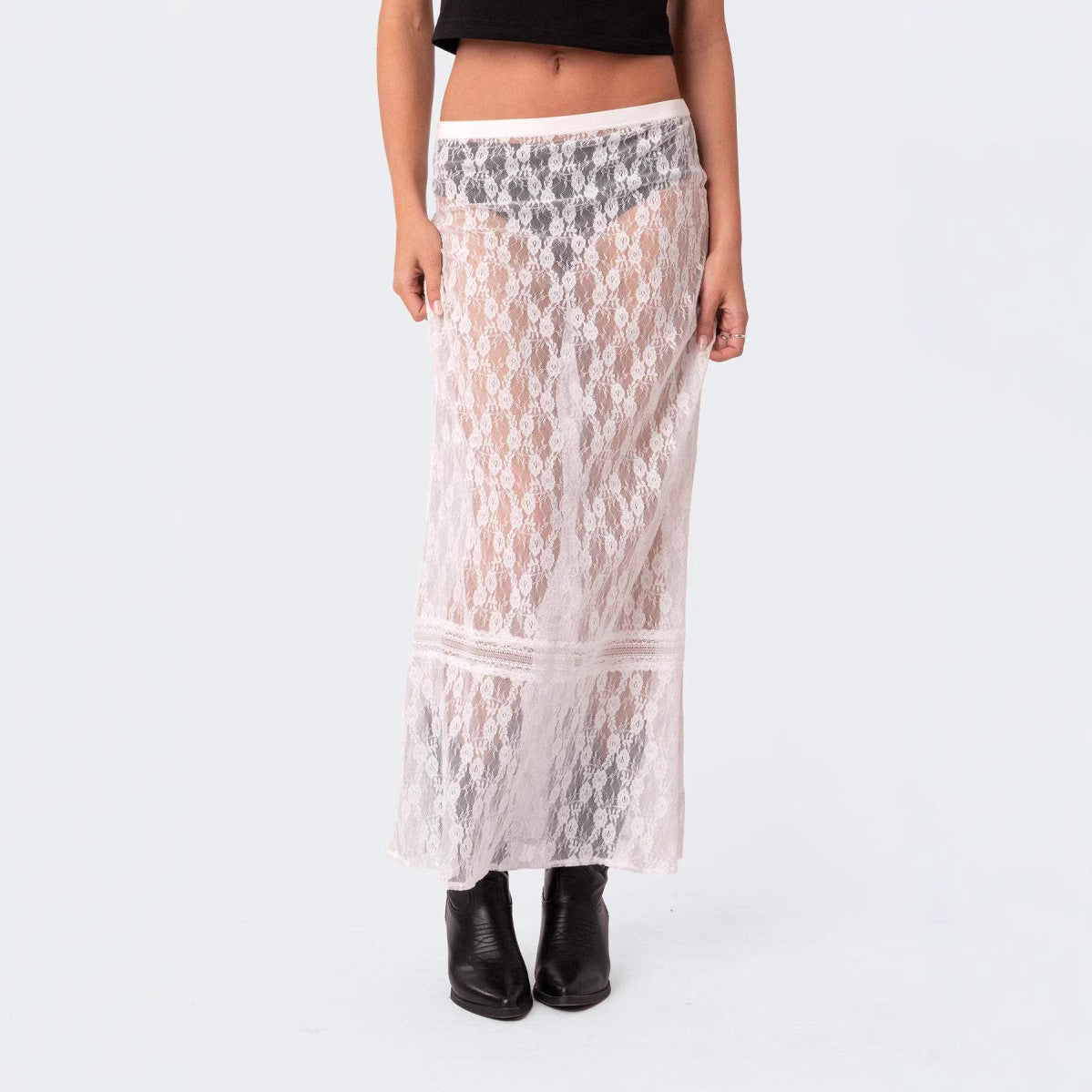 Women's Sexy Trend Cutout Lace Stitching Half-length Skirts