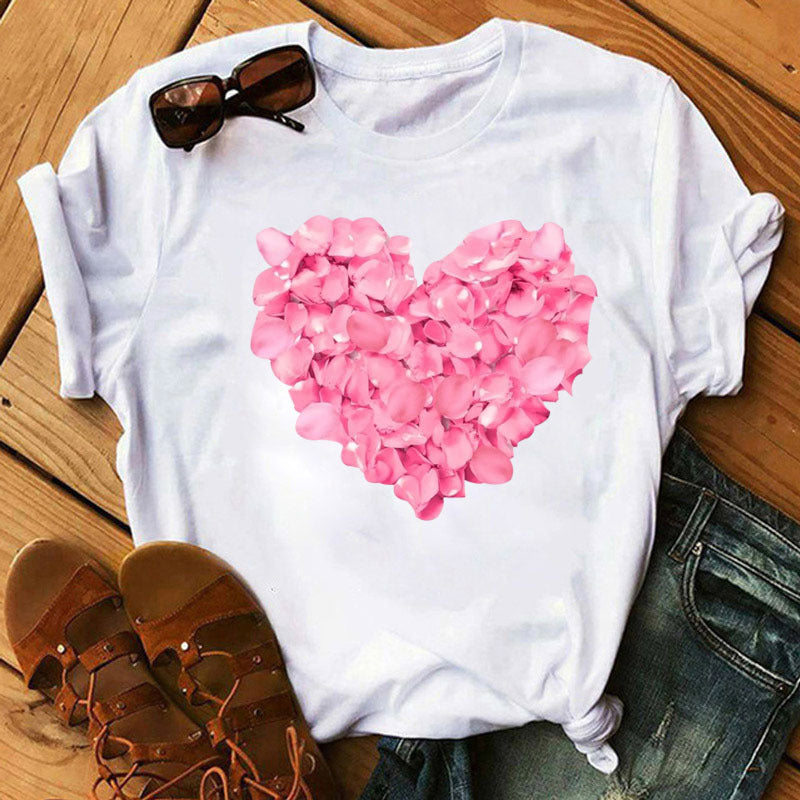 Women's Sleeve T-shirt Love Series Korean Style Blouses