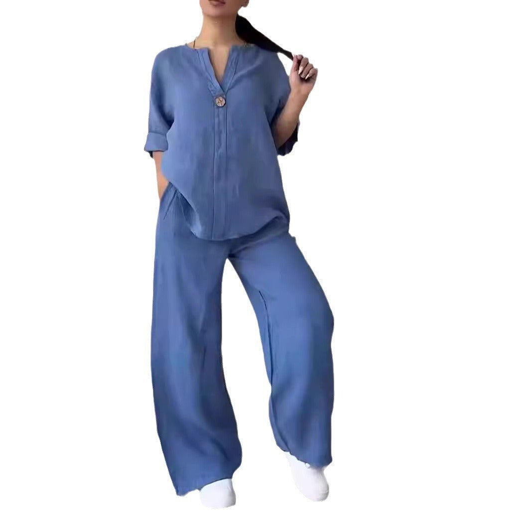 Women's Fashion Wear Comfortable Loose Wide Leg Casual Suits