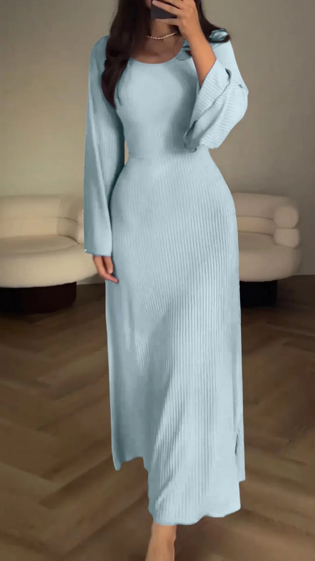 Women's Long Sleeve Split Loose Leisure Professional Dresses