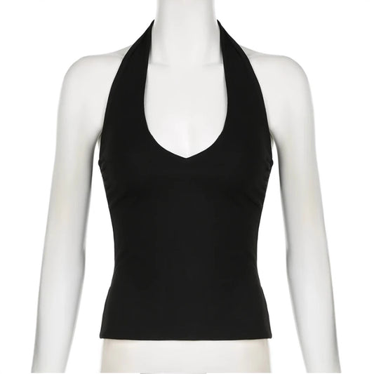 Women's Sexy Halter Backless Slit Sleeveless Summer Tops