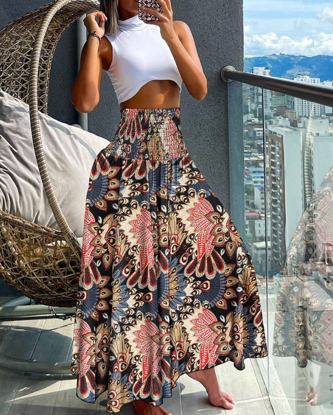 Women's Casual Fashion Floral High Waist Skirts
