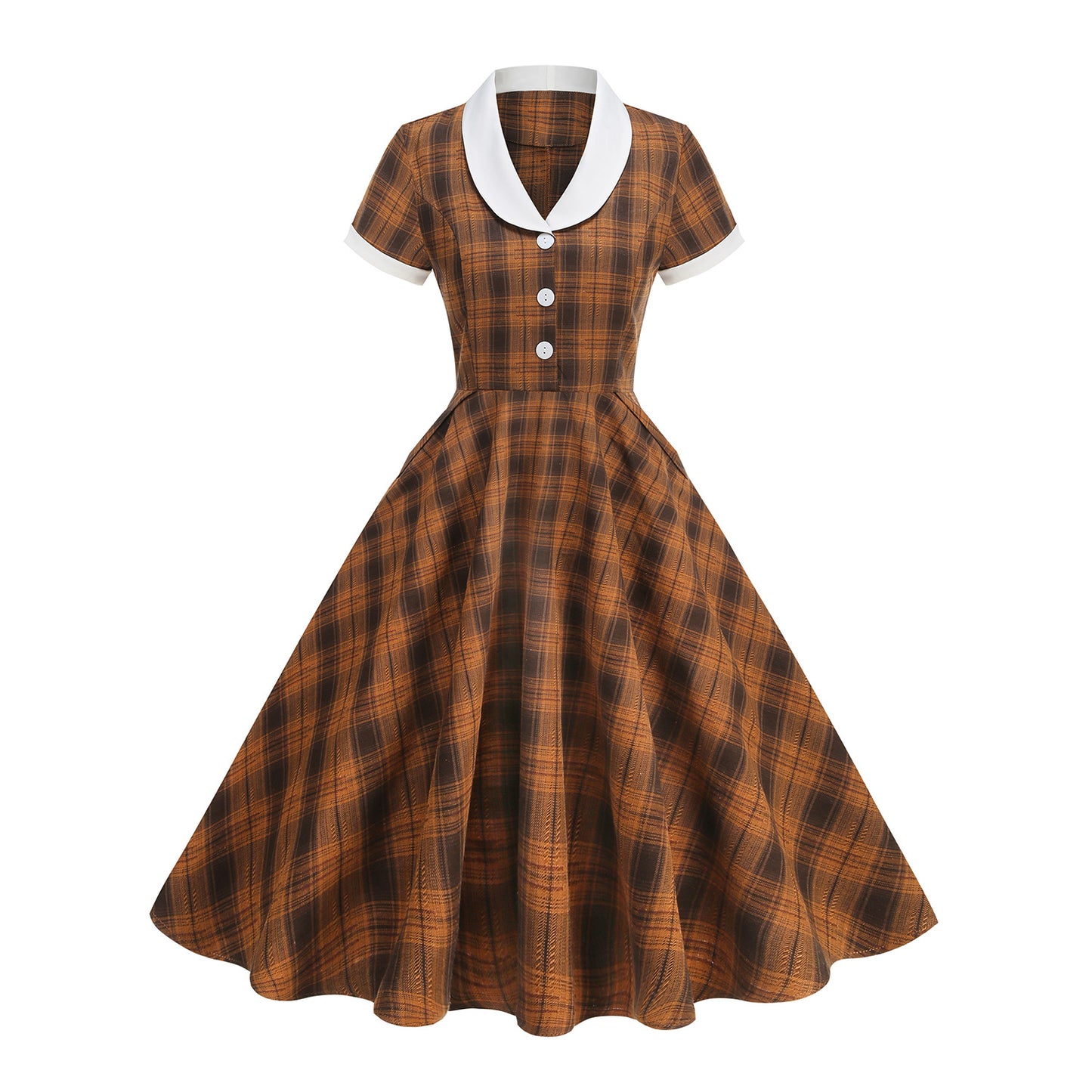 Retro Style Classic British Noble Court Color Effect Collar Dress