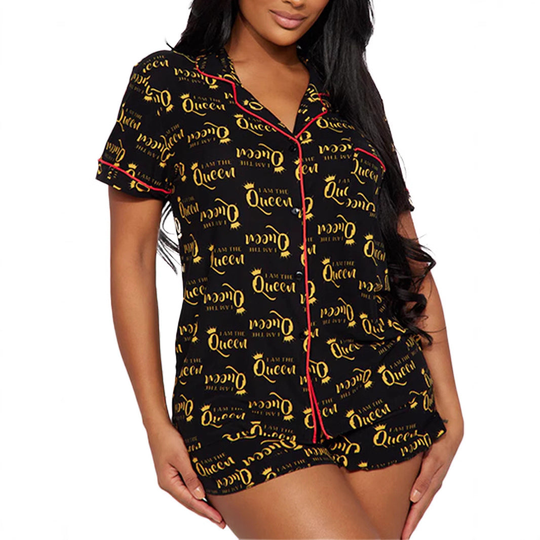 Women's Summer Comfortable Home Short-sleeved Printed Modal Suits