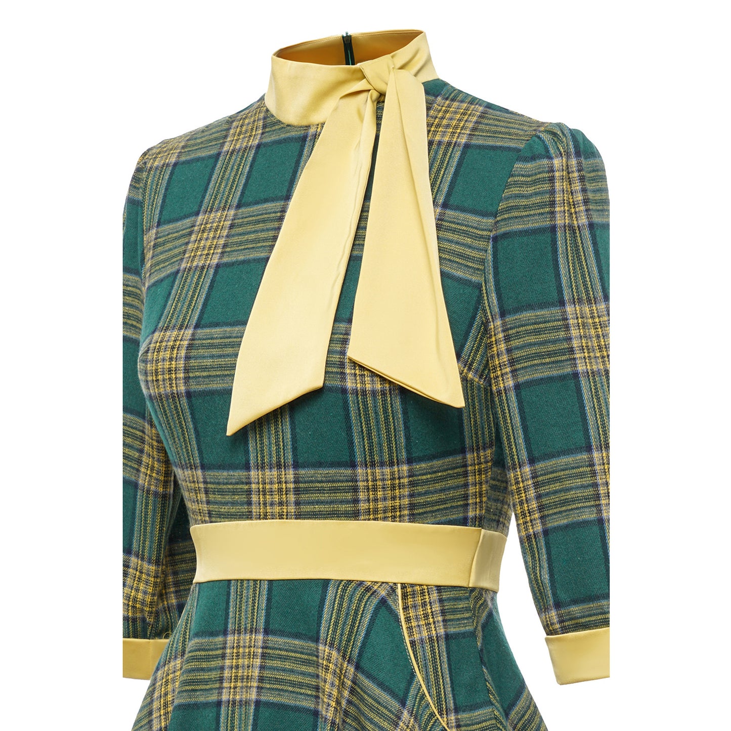 Green Sleeve Bow Tie Hepburn Style Dress Color Dresses