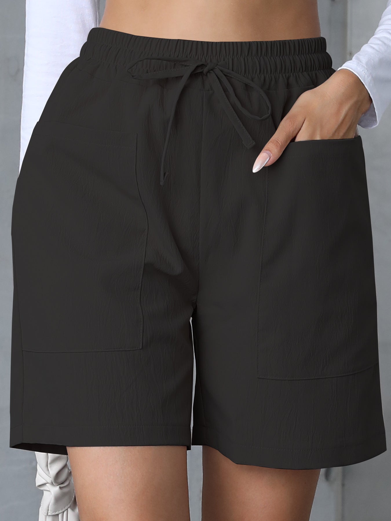 Women's Summer Loose Linen Leisure Pocket Solid Color Shorts