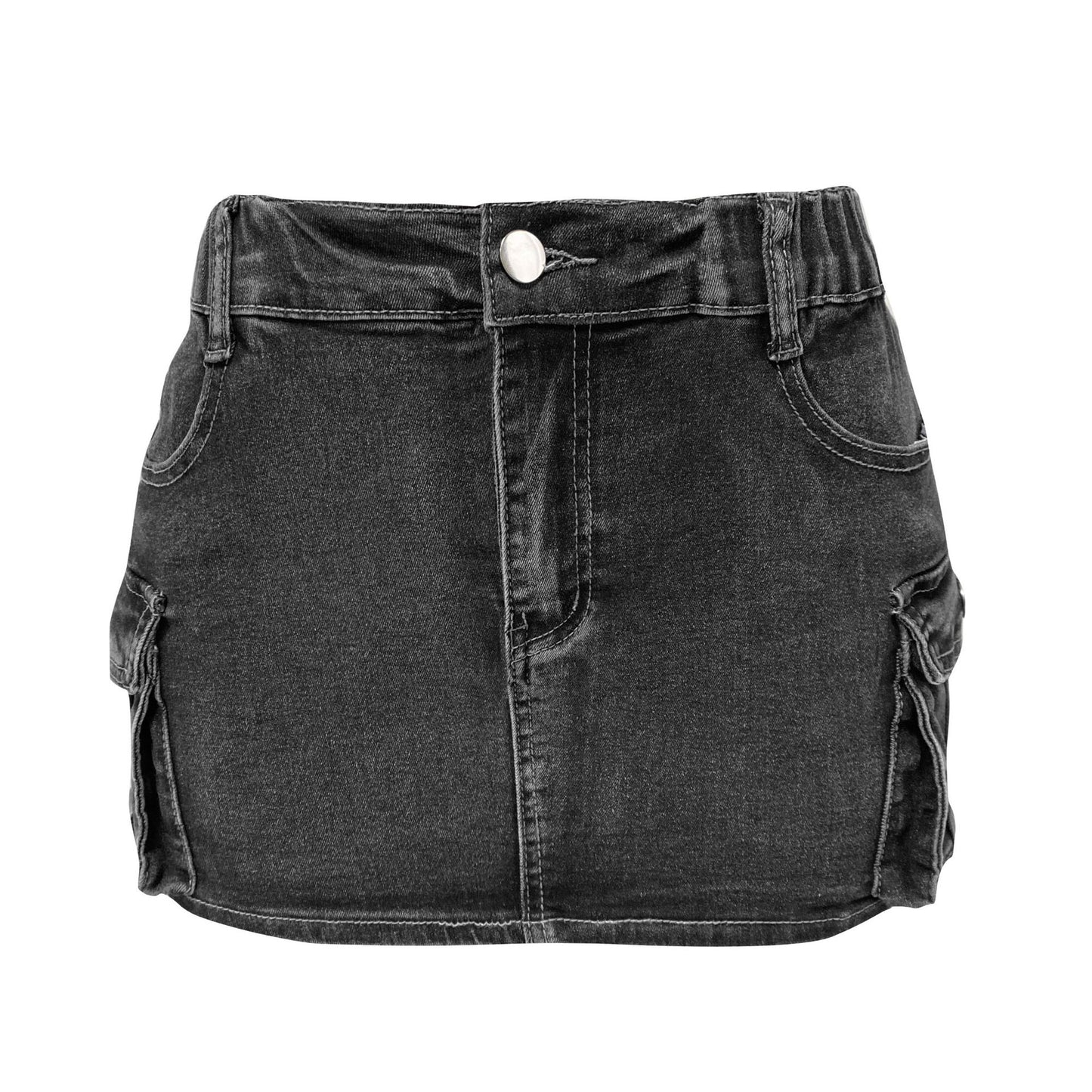 Women's Denim Summer Retro Stretch Pocket Skirts