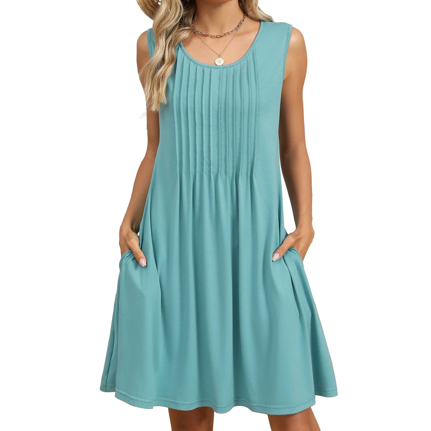Women's Classic Printed Loose Pockets Dress Dresses