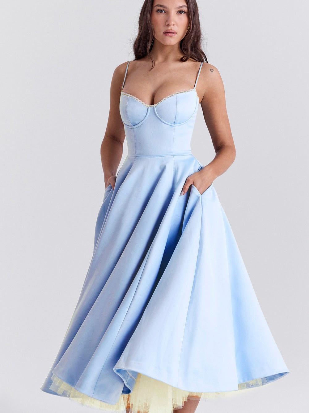 Summer French Style Fishbone Waist Trimming Dresses