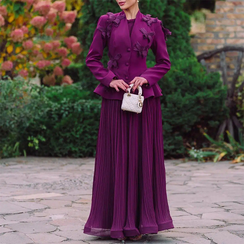 Spring Elegant Loose Three-dimensional Flower Ruffled Suits