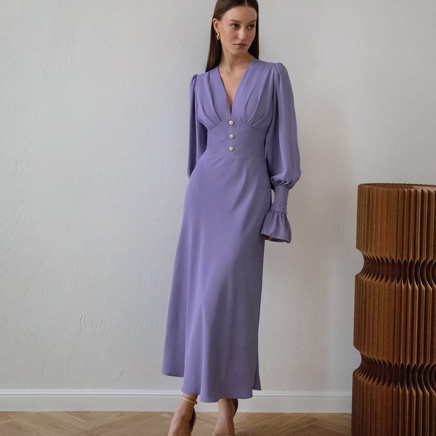 Women's Fashion Design Dress Autumn Simple Slim Fit A- Line Dresses
