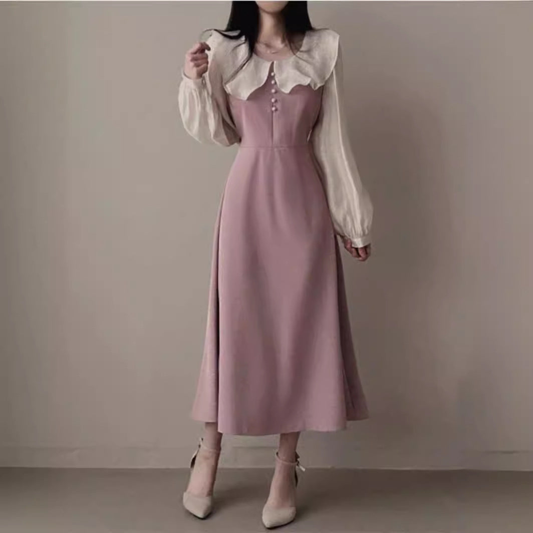 Women's French Style Temperament Ruffled Stitching Fake Dresses