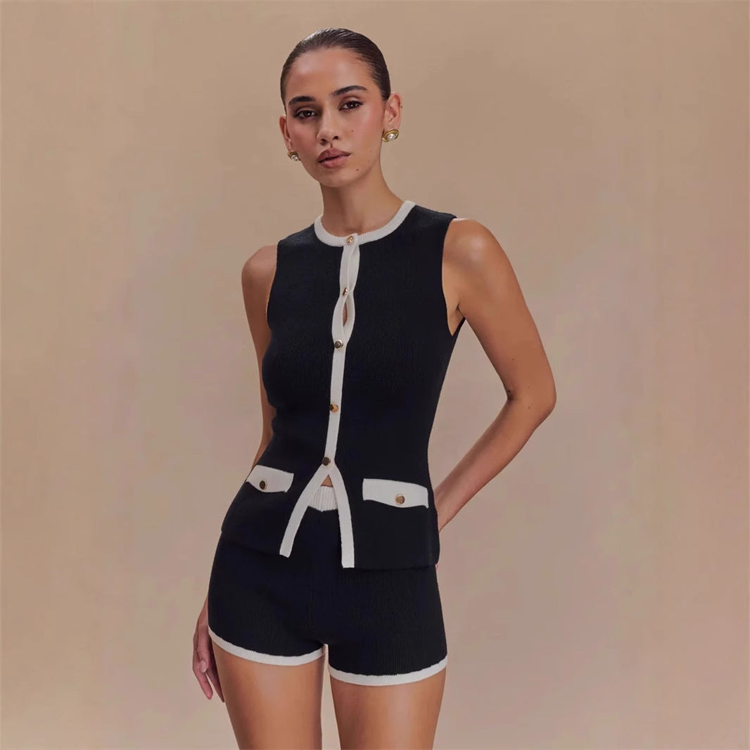 Classic Style Elegant Knitted Button French Blouses