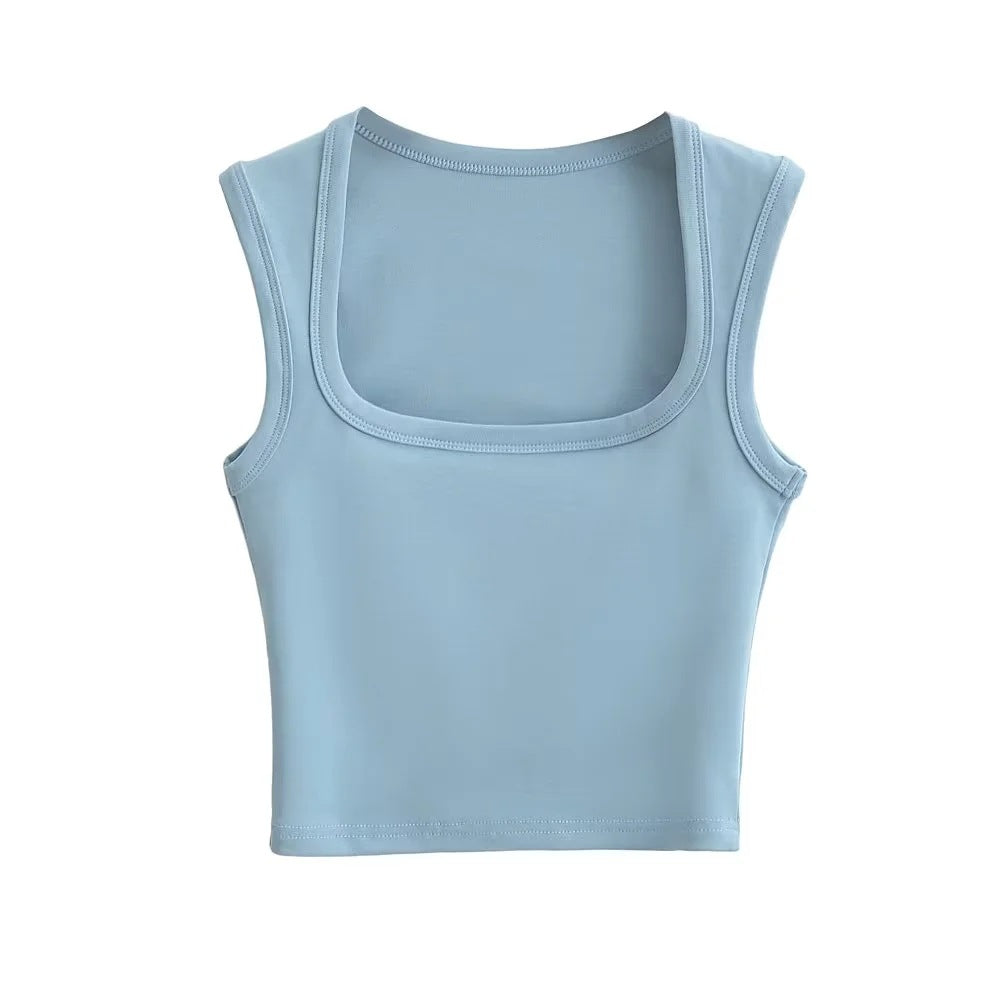 Women's Summer Sexy Deep Square Collar Tight-fitting Tops