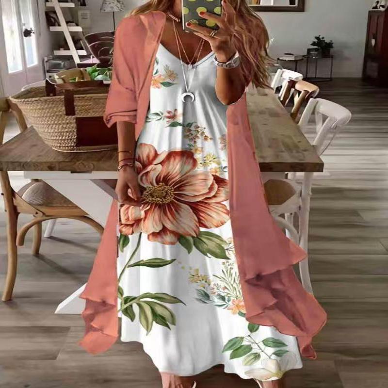 Women's Summer Print Holiday Suspender Dress Outerwear Dresses