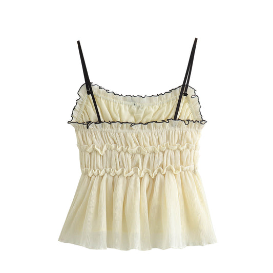 Spring Small Bowknot Decorative Texture Slim Tops