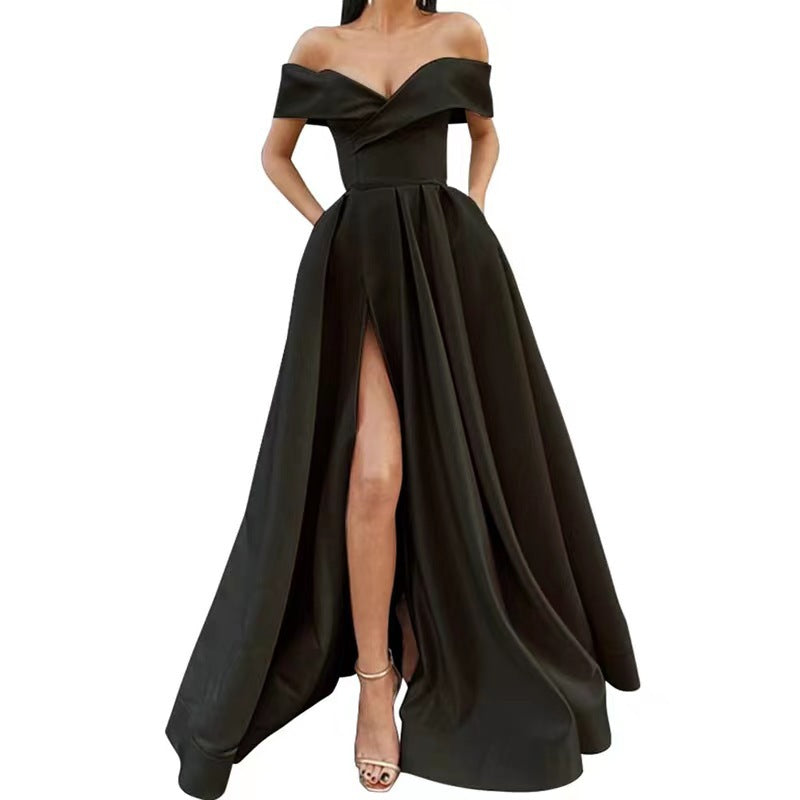 Women's Classic Dress Summer Deep Satin Evening Dresses