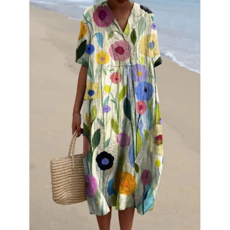 Women's Popular Comfortable Loose Printed Long Dress Dresses