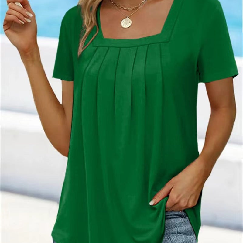 Women's Summer Solid Color T-shirt With Sleeves Blouses