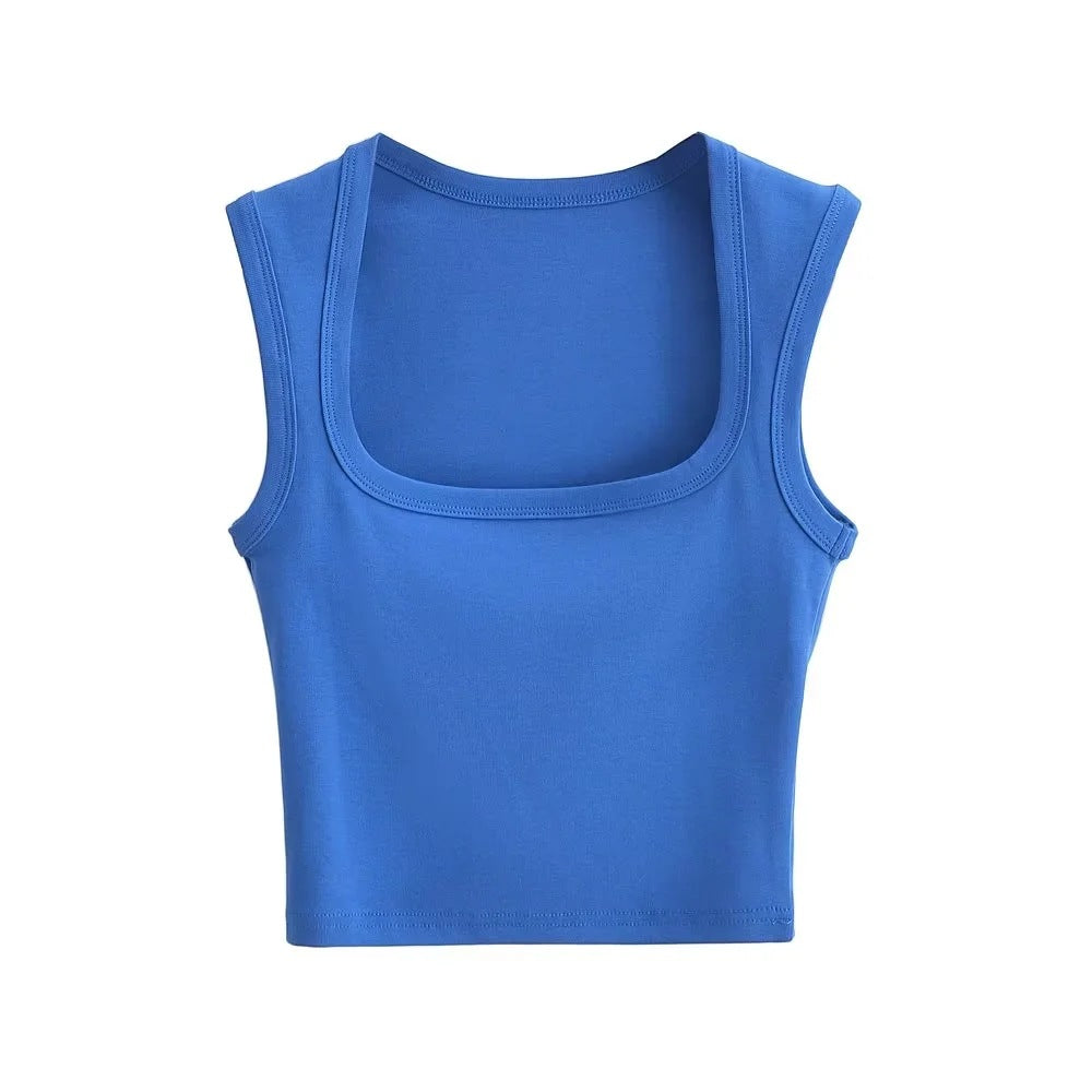 Women's Summer Sexy Deep Square Collar Tight-fitting Tops