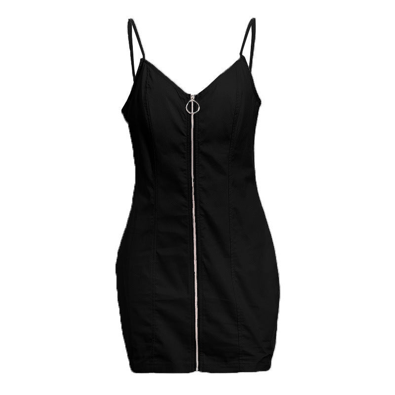 Women's Ring Zipper Sheath Sexy Slip Summer Dress