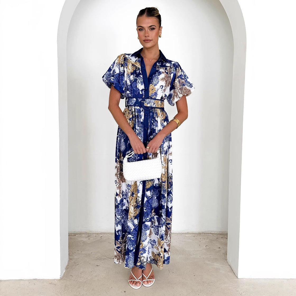 Women's Ruffle High Waist Three-dimensional Mid-length Dress Dresses