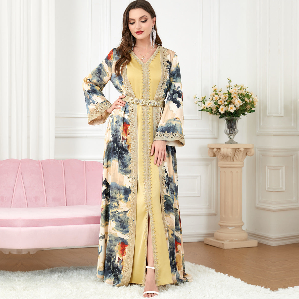 Robe Stitching Two-piece Dress Muslim Clothes Dresses
