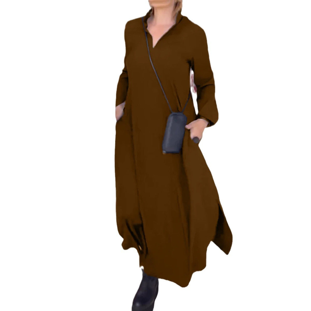Women's Casual Loose Solid Color Pullover Long Dresses