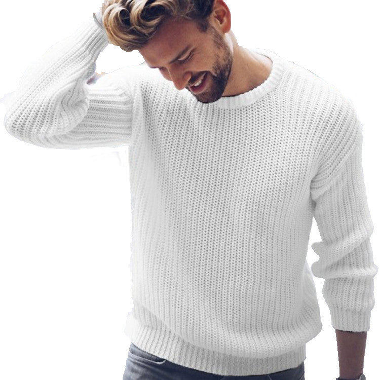 Men's Casual Round Neck Pullover Knitted Sweater
