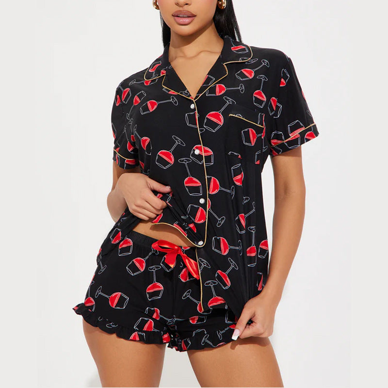 Women's Summer Comfortable Home Short-sleeved Printed Modal Suits