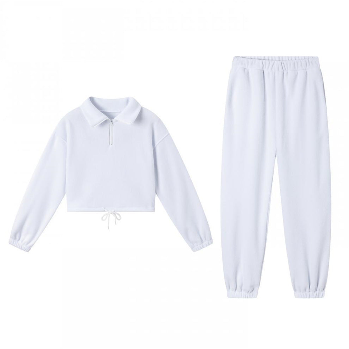 Women's Solid Color Loose Zip Stand Collar Fashion Casual Suit