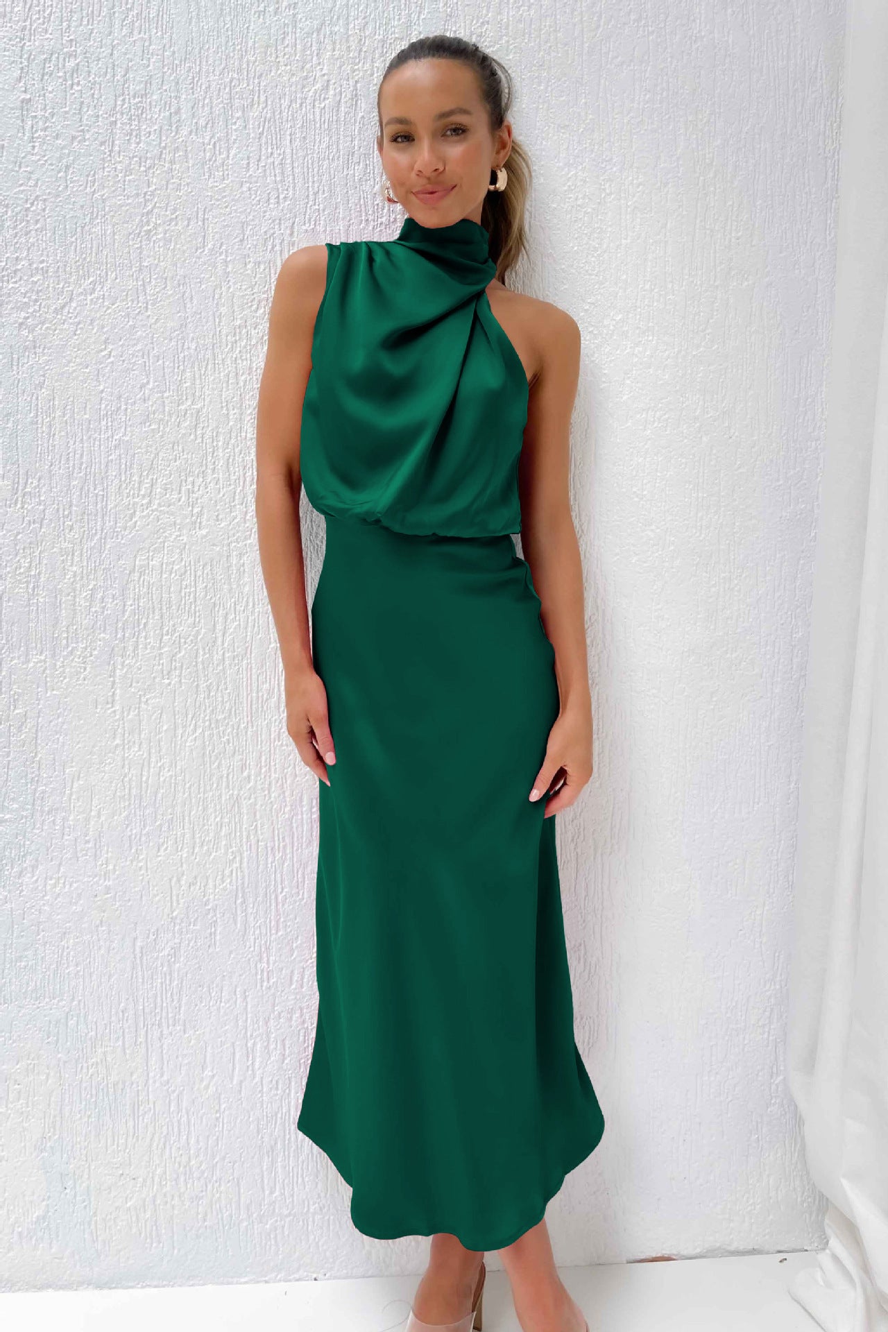 Satin Sleeveless Dress Fashion Elegant Graceful Dresses