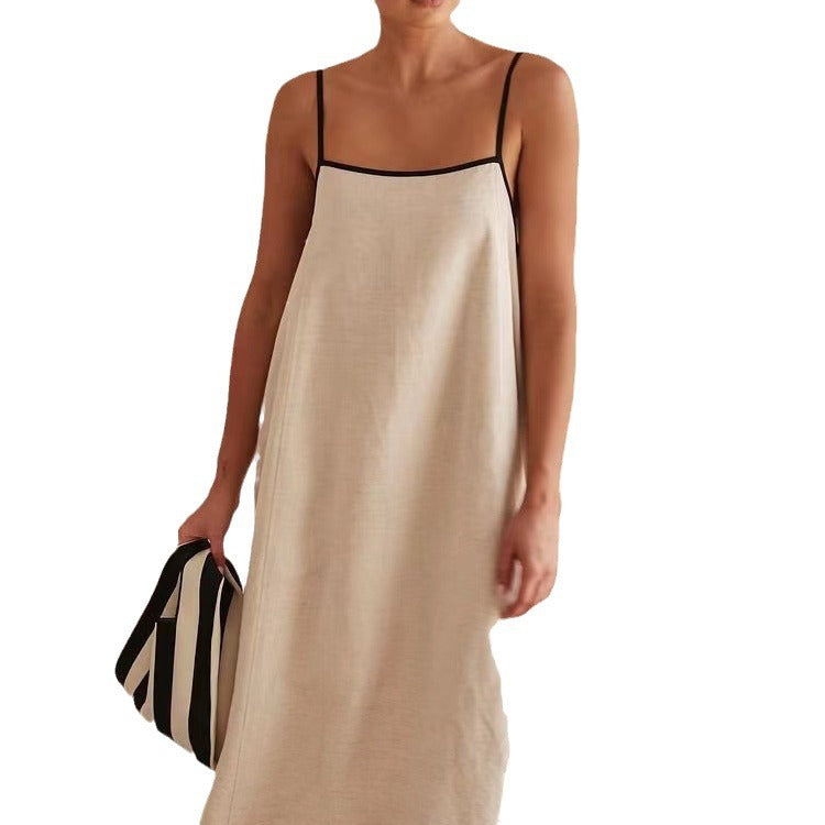 Fashion Color Contrast Sling Swing Dress Dresses