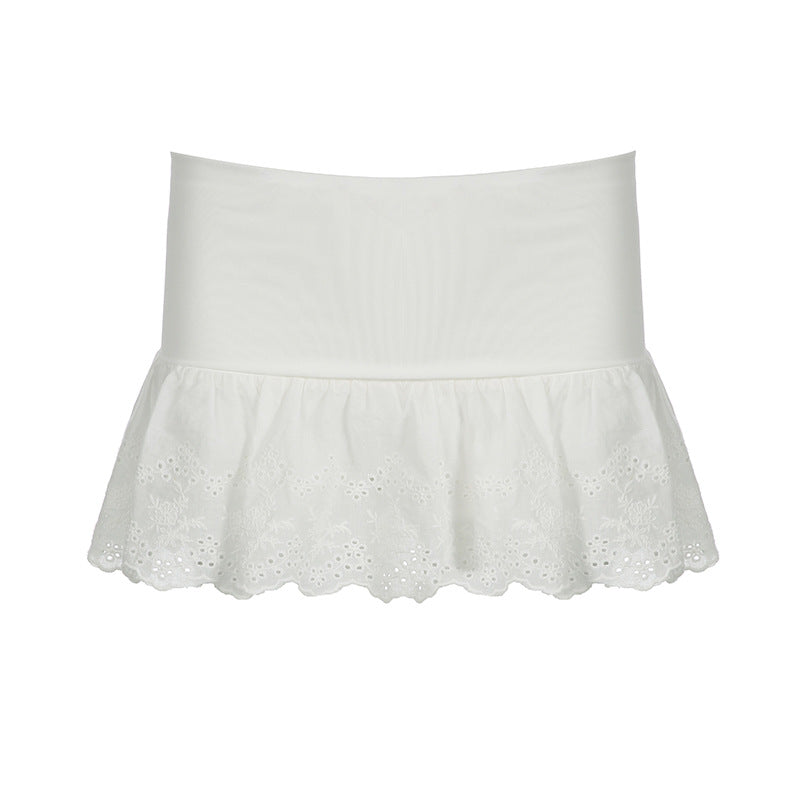 Waist Elastic Double Layer Lace Cake Skirts