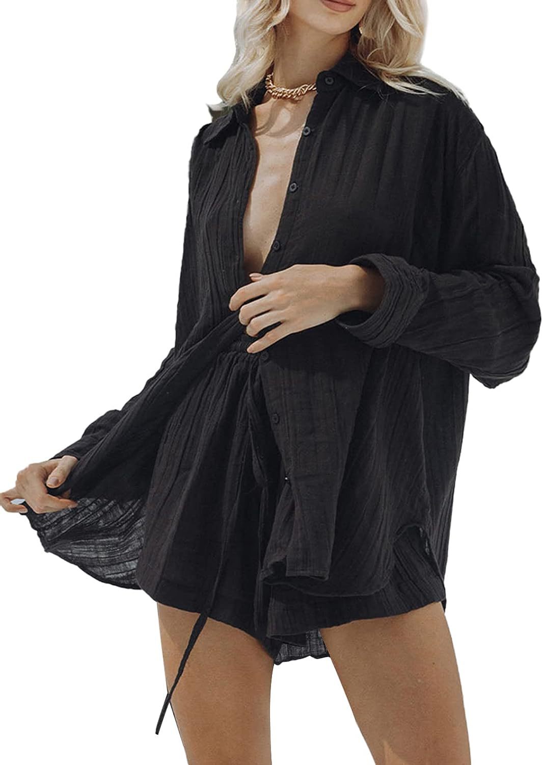 Women's Casual Two-piece Summer Long Sleeve Shirt Suits
