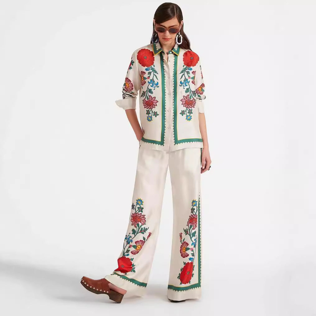 Casual Fashion Printing Collar Loose Long Suits