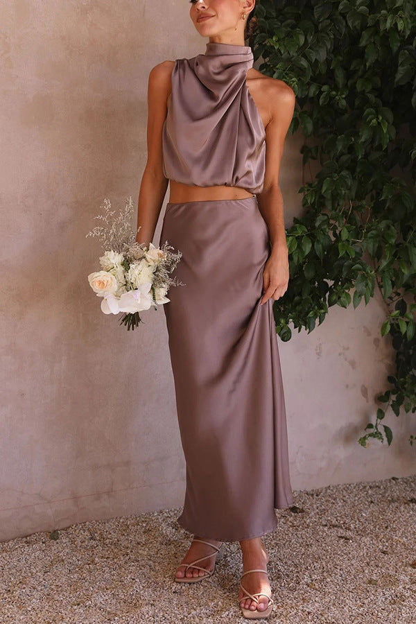 Stylish Satin Slim Fit Casual Two-piece Suits