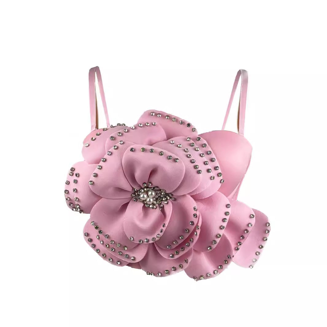 Flower Beaded Advanced Design Sense Fishbone Tops