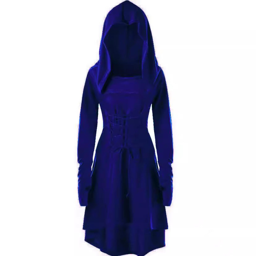 Women's Color Holiday Performance Long Sleeve Hooded Dresses