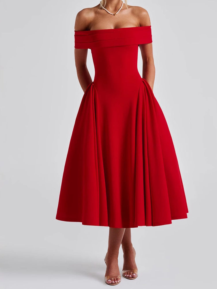 Women's Fashion Sexy Long Backless Pure Color Dress