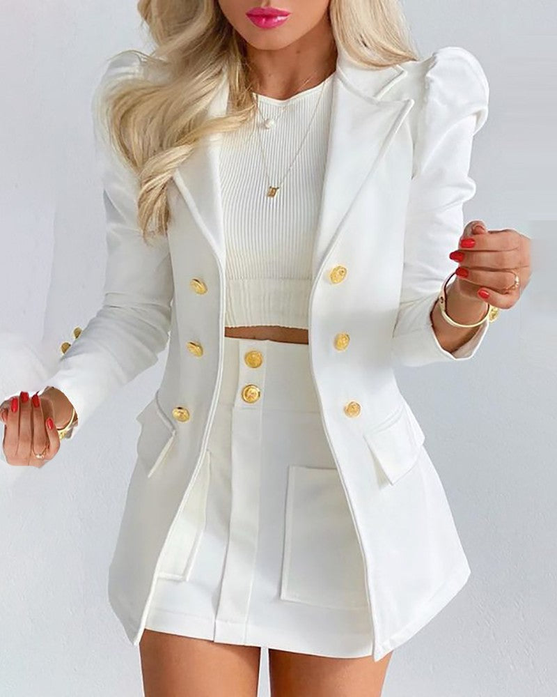 Fashion Printed Long Sleeve Casual Small Suits
