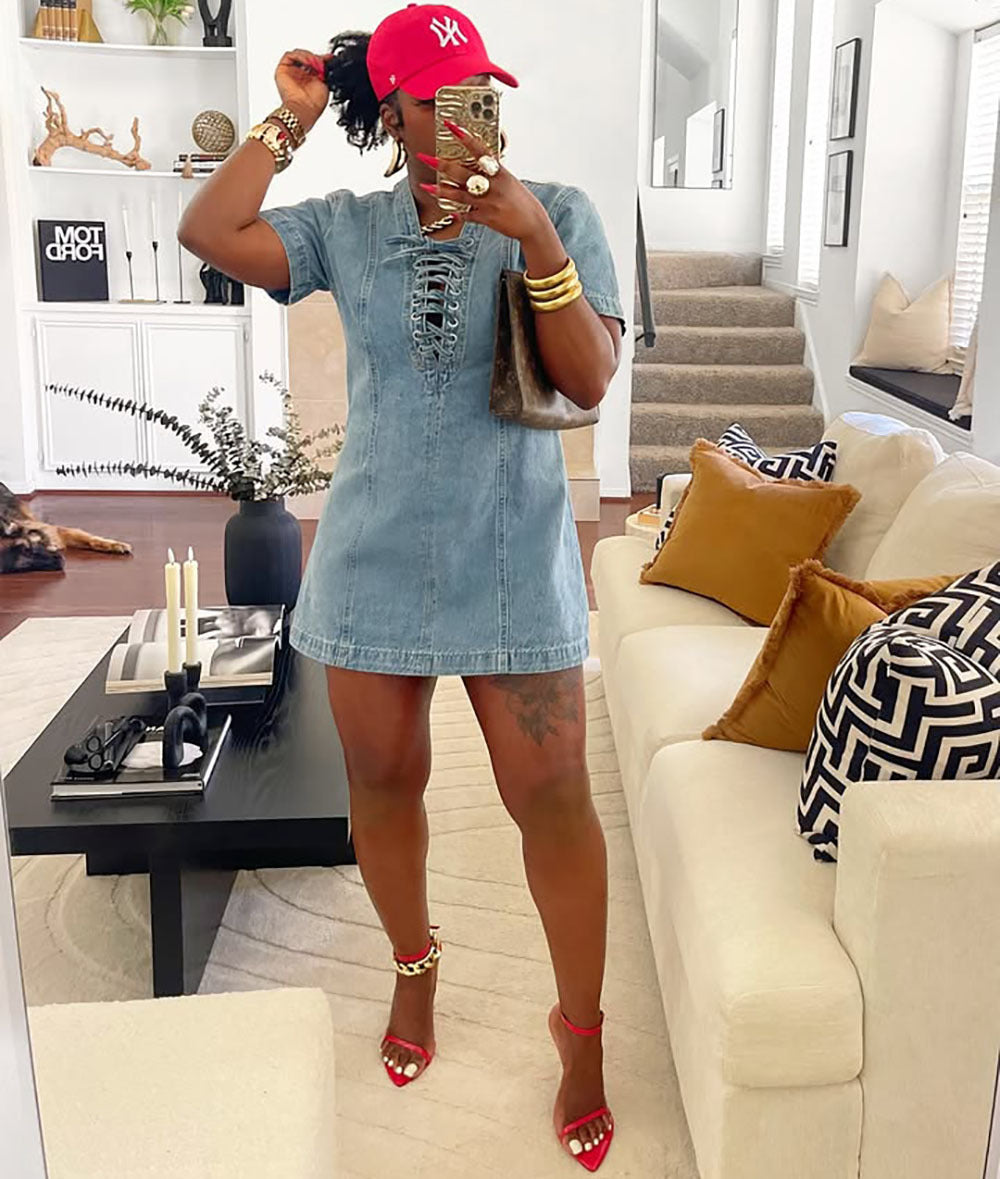 Women's Denim Dress Summer Street Fashion Sleeve Dresses