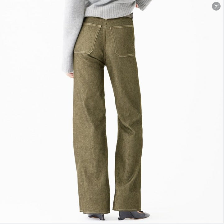 Women's Loose Leisure Washed-out Button Slightly Flared Jeans