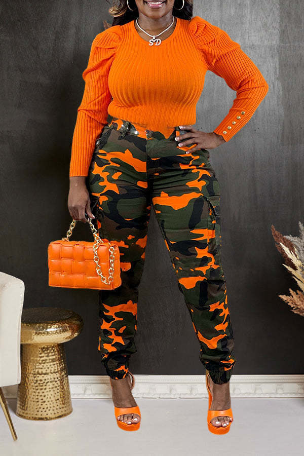 Women's Fashion Wear Camouflage With Cotton Tapered Pants