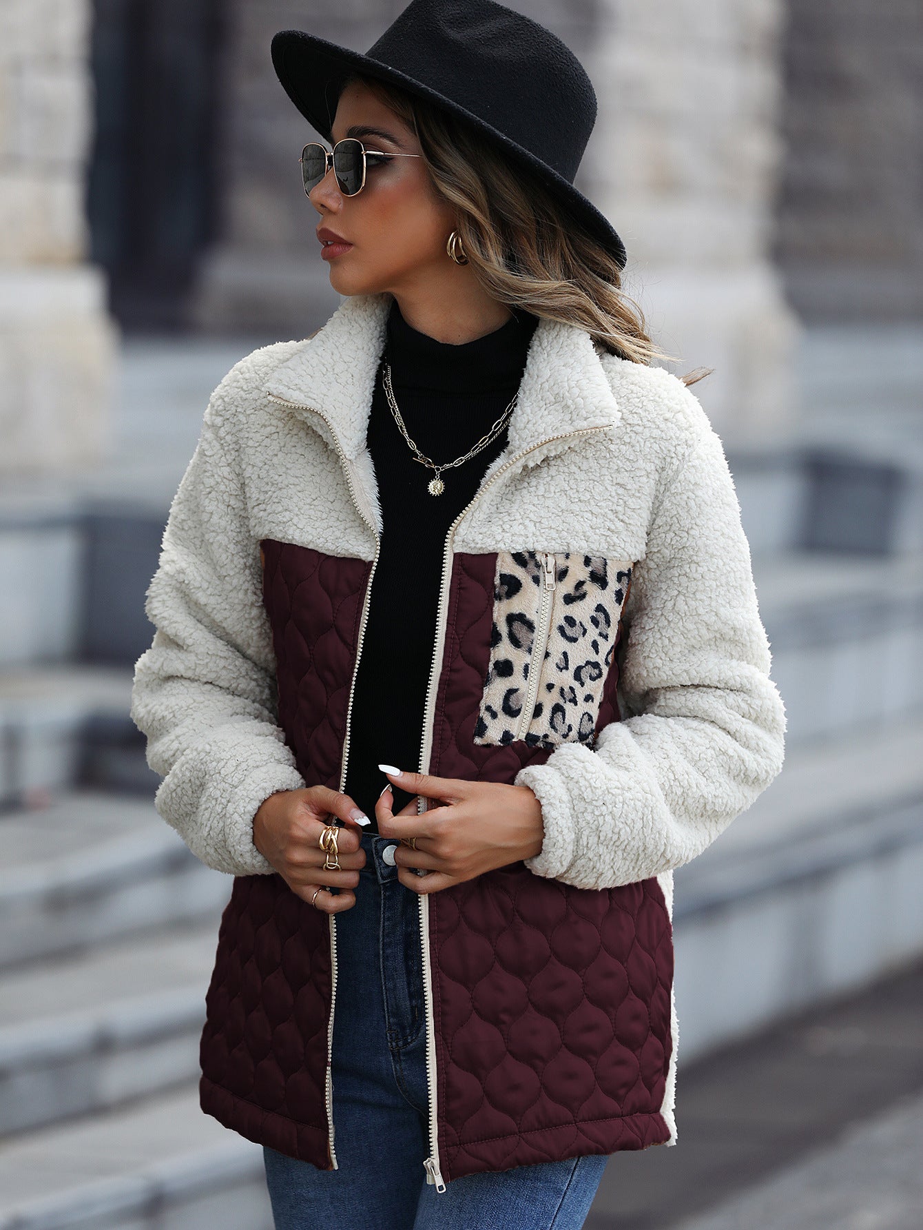 Women's Plush Long Sleeve Loose Round Neck Coats