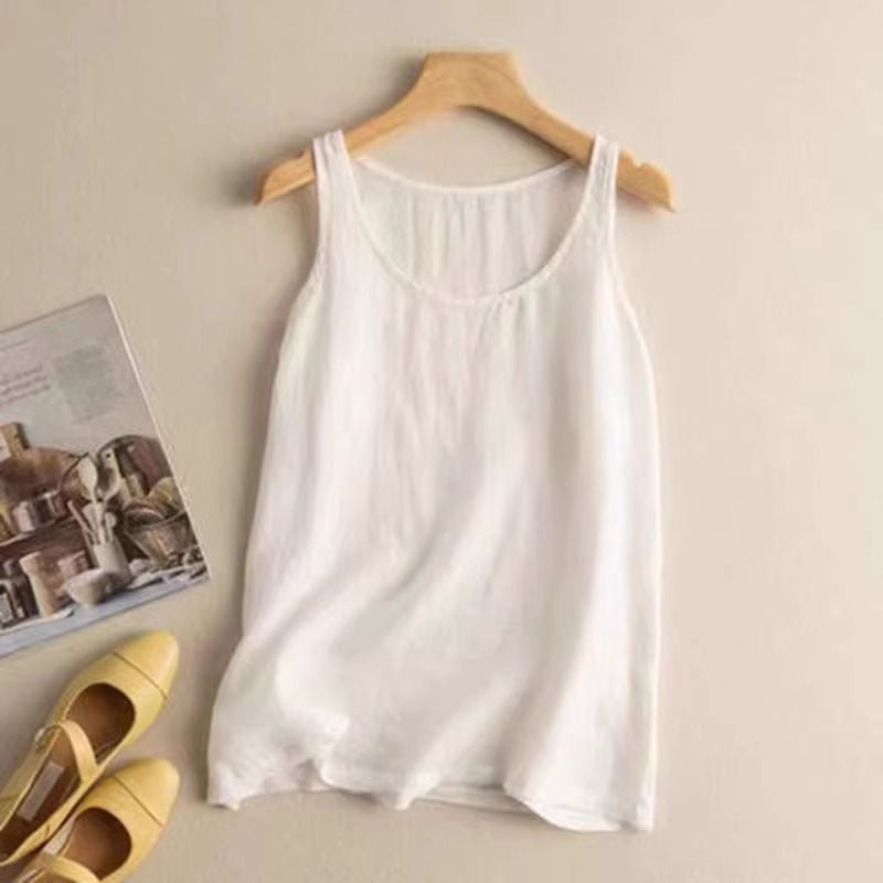 Women's Linen Sleeveless Summer Wear Loose Casual Fashion Tops