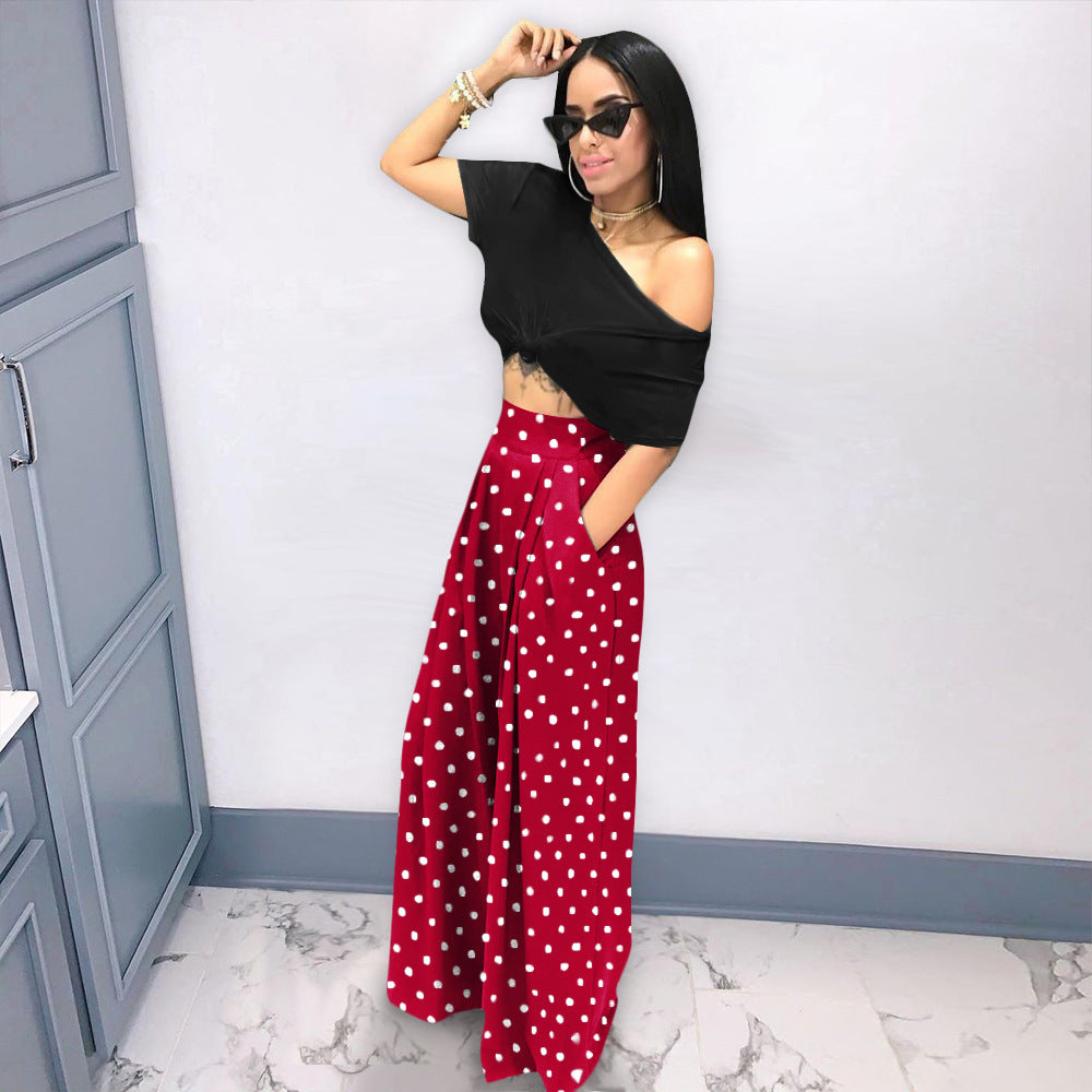 Fashion Personality Printed Flared Wide Leg Pants