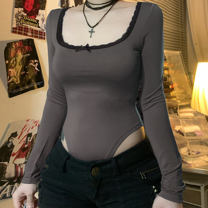 Sweet Spicy Style Lace Bow Tight-fitting Cinched Jumpsuits